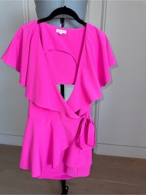 Neon Pink Ruffle Wrap Jumper